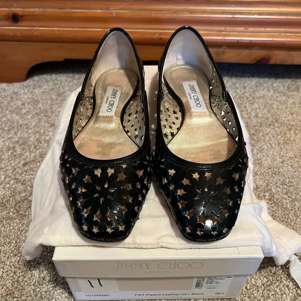Jimmy Choo patent leather cutout flats
